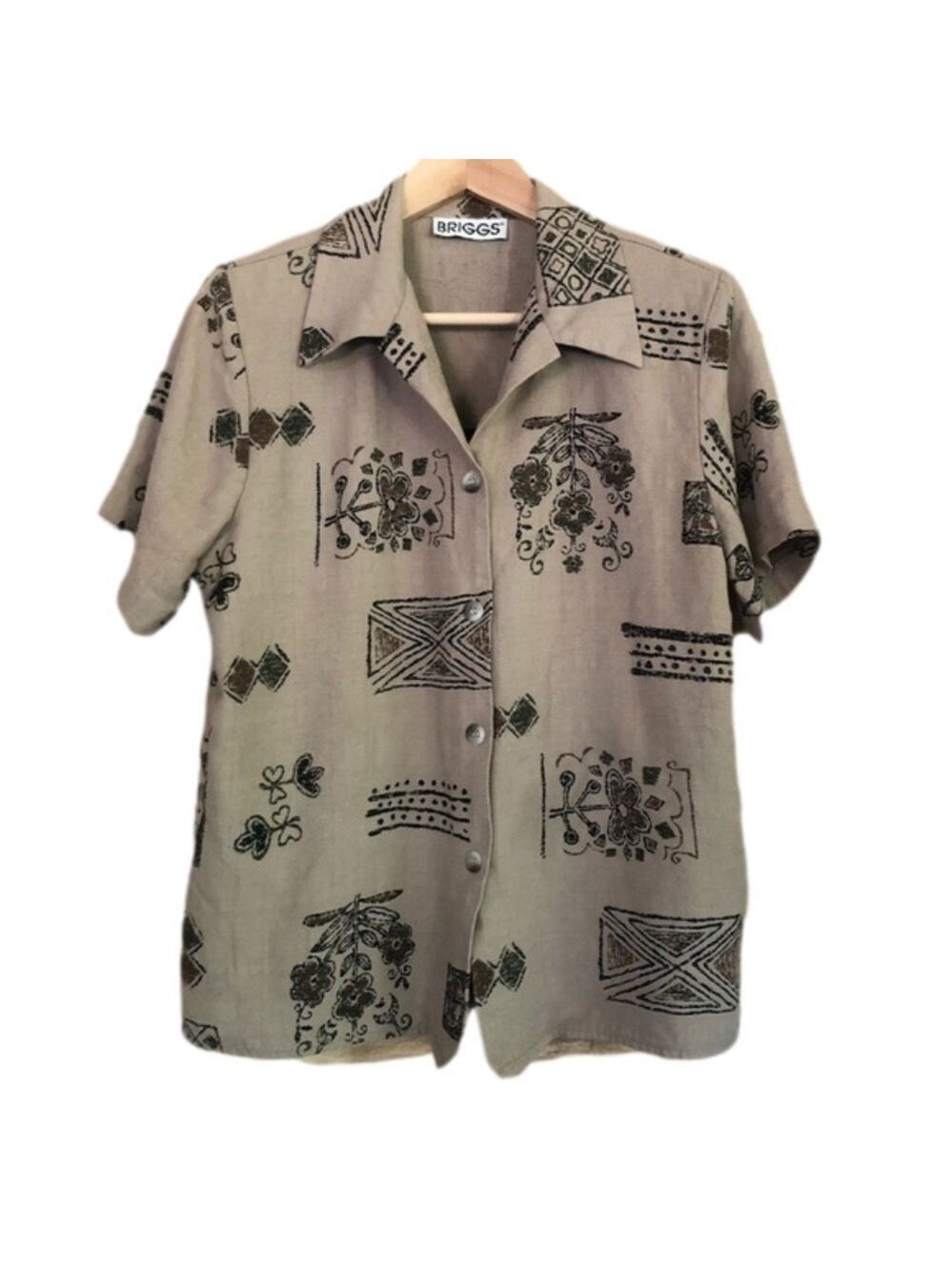 𝅺BRIGGS mock layered printed short sleeve blouse